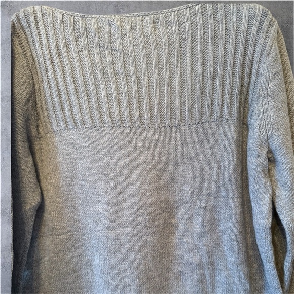 LOFT Gray Sequin Sparkle Ribbed Boat Neck Pullover Sweater - Picture 3 of 5